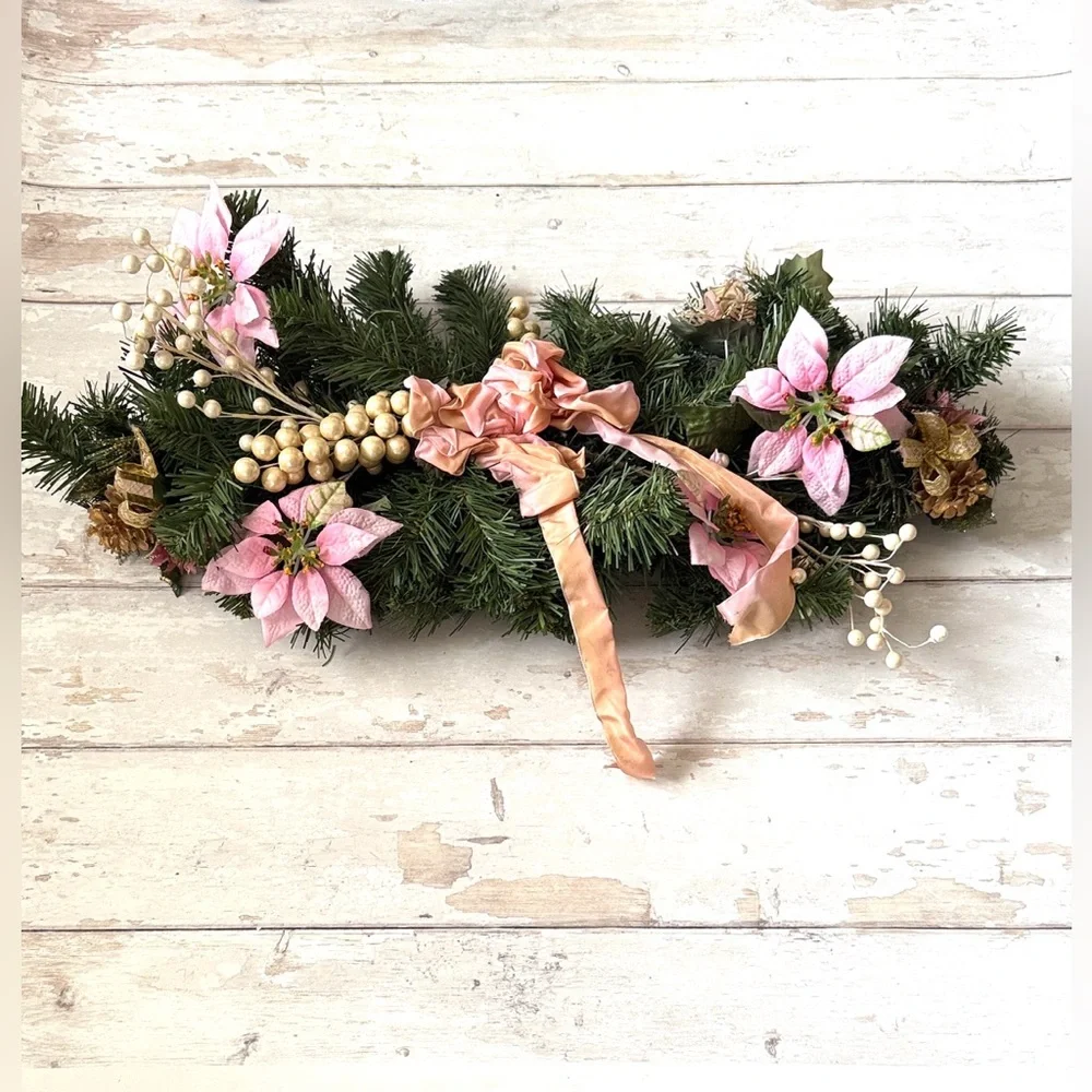 Pink Flower Centerpiece Table Scape Home Dining Decor Decorations 26in Long